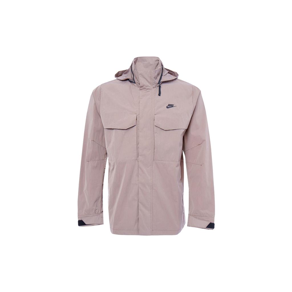 Nike Solid Color Logo Embroidered Hooded Jacket Men Outerwear Grey DC6771-229