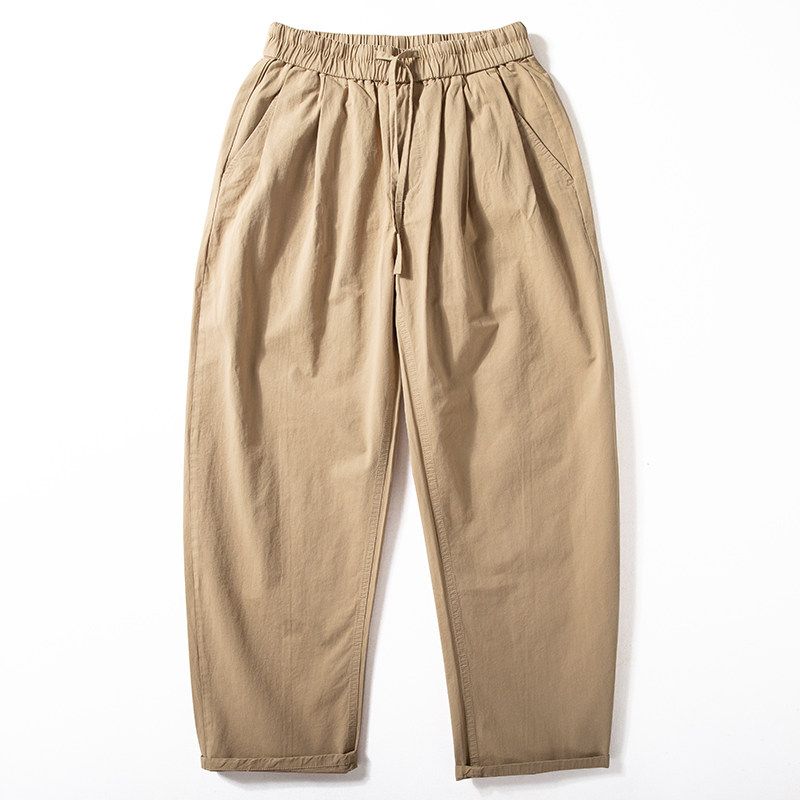 Men's Casual Pants Spring and Autumn New Style Simple Versatile Pure Cotton Pants Japanese Trendy Brand Loose Straight Wide-Leg Pants