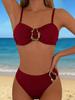 2026 European & American High-waisted Push-up Bikini Set with Underwire