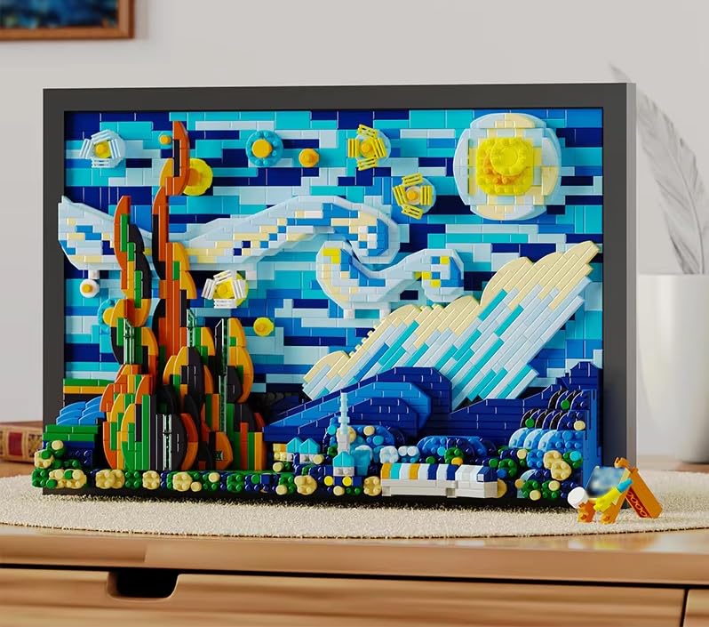 zmart Набор креативных 3D строительных блоков «Масляная живопись», 1731 деталь, Знаменитая картина, фоторамка, 3D-пазл для сборки, Мозаичное искусство, 3D-пазл, Масляная живопись