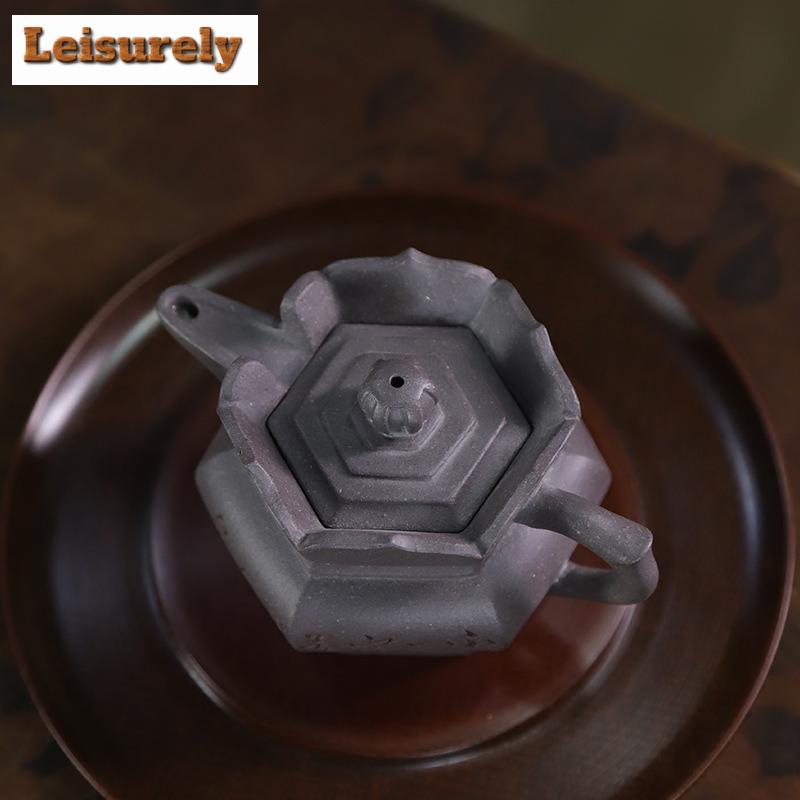 100ml Ancient Yixing Purple Clay Teapots Handmade Monk Hat Pot Raw Ore Coarse Sand Steel Grey Mud Tea Maker Kettle Zisha Tea Set