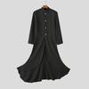 INCERUN Men Stand Neck Long Sleeve Pleated Split Irregular Long Tunic Tops