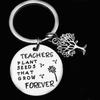 Teachers Day Teacher Plant Seeds That Stainless Steel Keychain Grateful Gift Round Tag Tree Of Life Stainless Steel Keychain for Backpack Bag Pendant