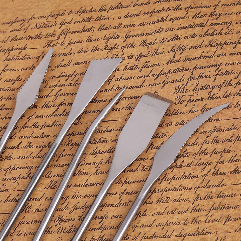 5pcs Stainless Steel Pottery Carving Tools Double Ended Carving Spatula Clay Sculpting Tools 5Pcs Set Sculpture Tools