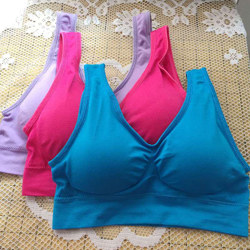 Genie Bra Plus-Size Seamless Wire-Free Sports Bra Yoga Vest with Pads - Set of 3