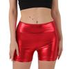 Shorts de Yoga Extensibles Taille Haute pour Femmes Aspect Brillant Shorts de Sport Biker pour Tenue de Sport Danse Course à Pied Vélo