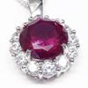 [Your and My Jewelry Box] Ruby Necklace Pendant, Synthetic Ruby 2.0 Carat, Luxurious CZ Surround [July Birthstone] 14206 [Jewelry] [Gift Wrapped]