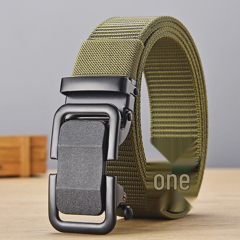 Men's Nylon Automatic Buckle Tactical Belt - Versatile, Toothless, Outdoor Canvas Waist Belt