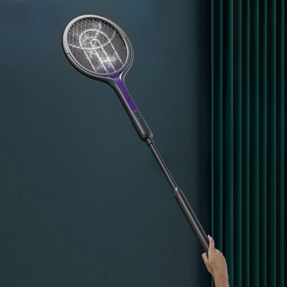 2800V Rotating Head Electric Fly Swatter Rechargeable Angle Adjustable Mosquito Zapper Racket Bug Trap Lamp for Indoor Outdoor