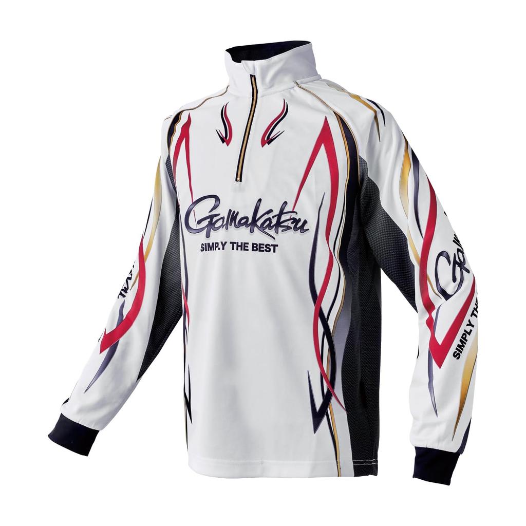 Gamakatsu 2WAY Print Zip Shirt (Long Sleeve) GM3734 White LL