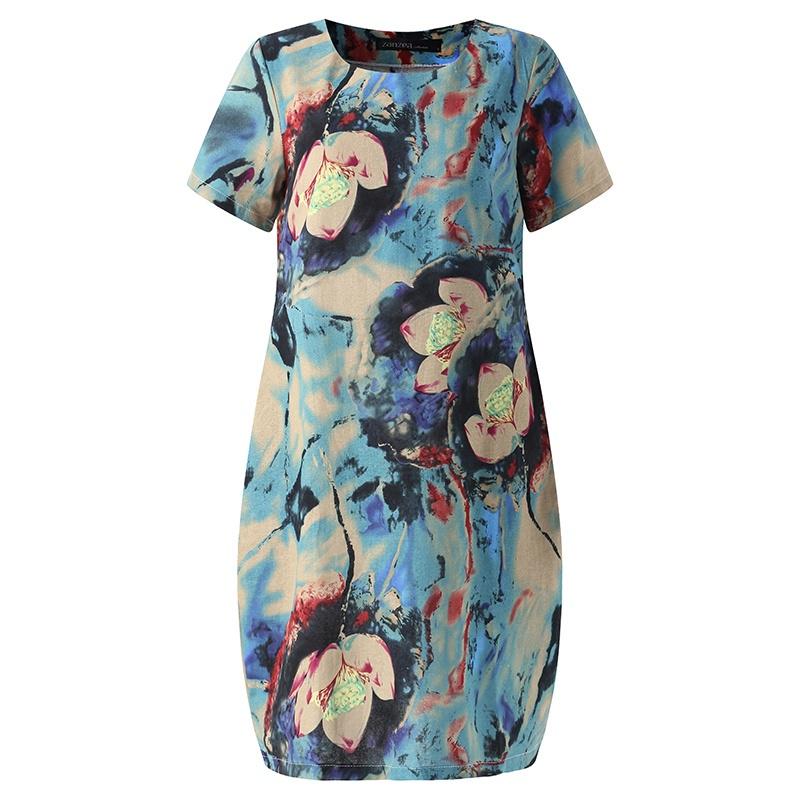 Tshirt Dress ZANZEA Plus Size Women Summer Beach Holiday Long - Foto 2