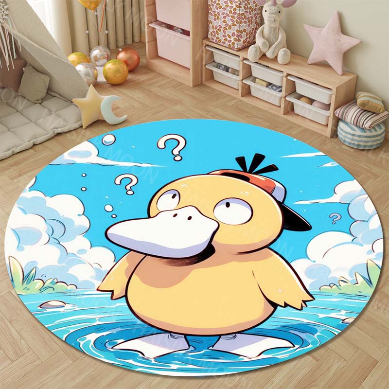 Multiple Styles Pokemon Psyduck Round Rugs for Living Room Bedroom Floor Mats Kids Room Sofa Chair Mat Carpet Home Decor