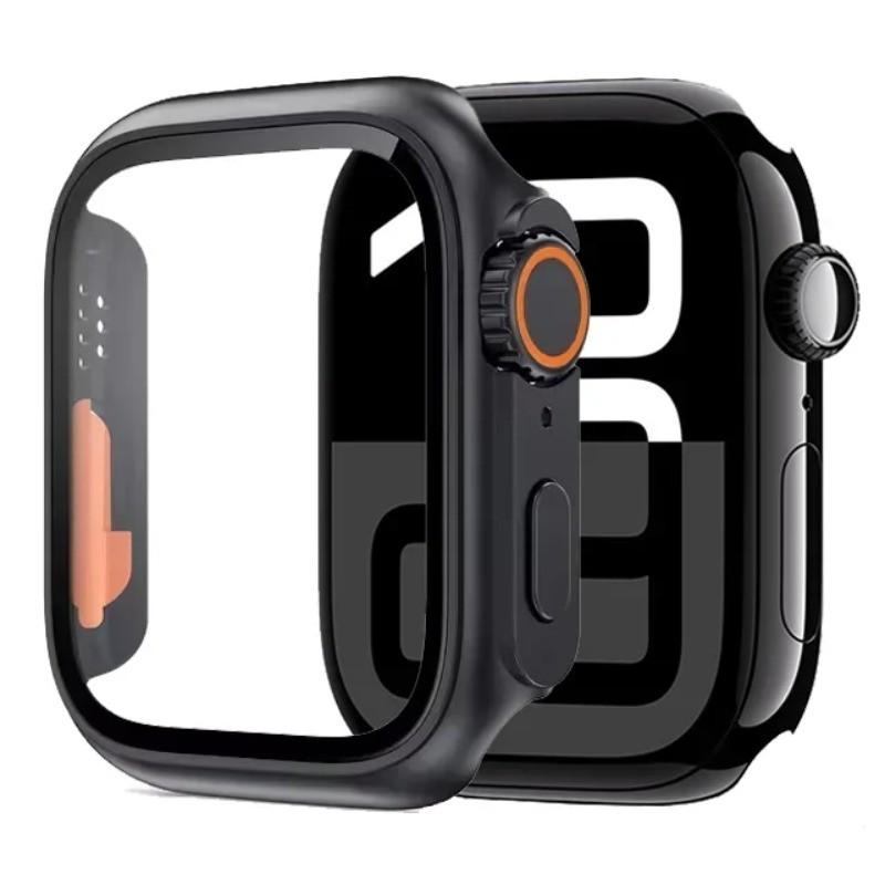 Glass+Case For Apple Watch 11 10 46/42mm 9 8 7 45/41mm Screen Protector Change To Ultra 4/3/2/1 iWatch 6 5 SE 44/40mm Bumper Cover