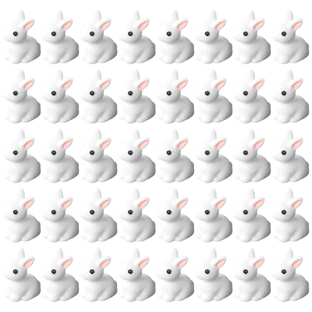 20/50 Pc Mini Rabbit Ornament Desktop Decor Tiny Bunny Decorations Rabbit Figure Resin Rabbit Cakes Toppers Car Dashboard Decor