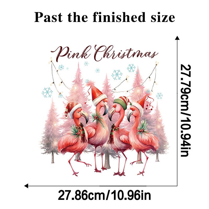 

Мультфильм Санта-Клаус Фламинго Наклейка на стену Веселое рождественское украшение Фреска Фестиваль Домашний декор Самоклеящиеся новогодние наклейки 30x30cm