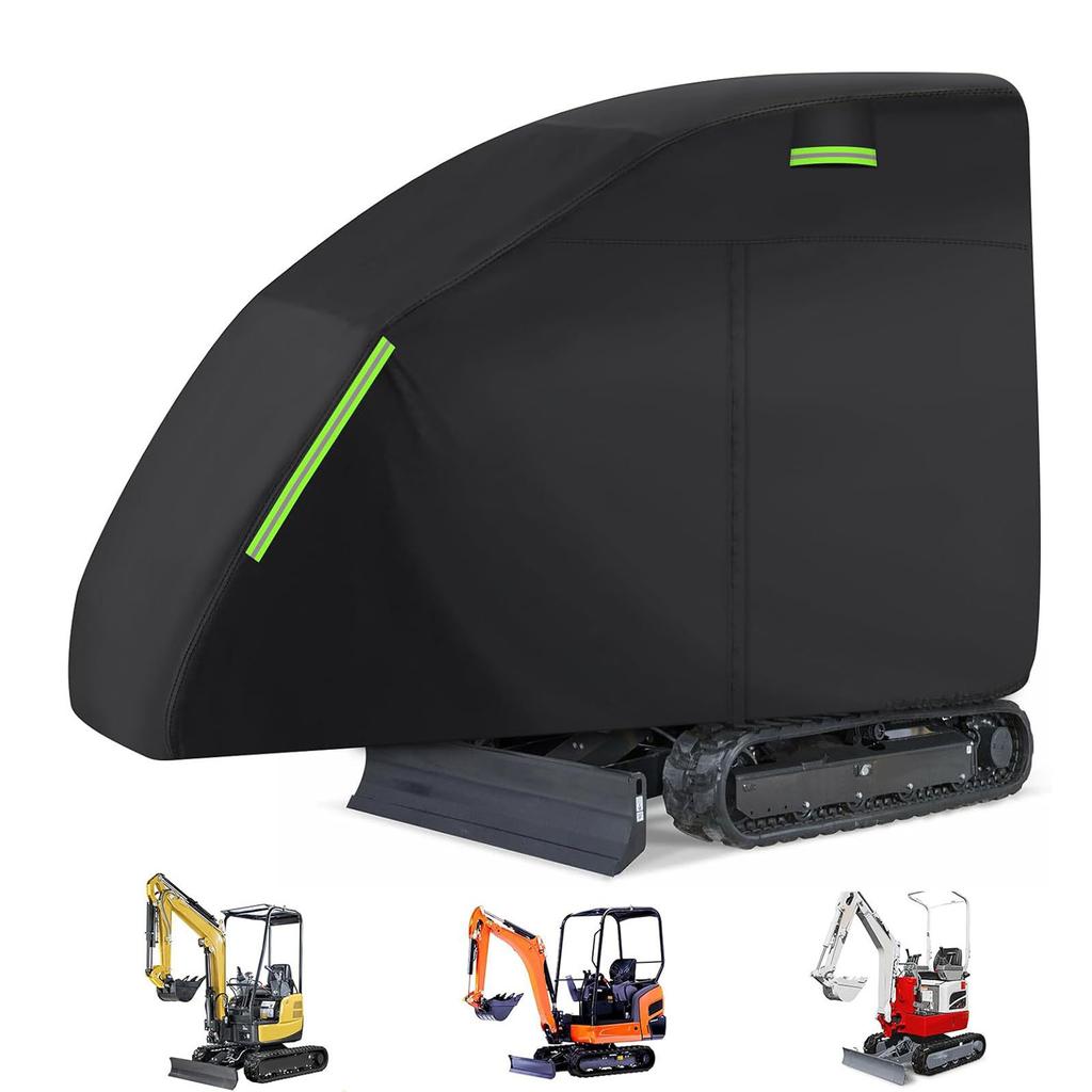 Mini Excavator Cover Fit Black for Bobcat E20 1760-3530lbs Water Proof 210D Oxford Fabric Zippered Exterior Accessories