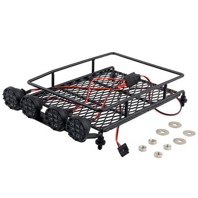 Roof Rack Luggage Carrier with LED Light Bar for 1/10 Traxxas Defender TAMIYA CC01 Axial SCX10 RC Car Prts Accessories