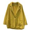 Spring and Autumn Retro Twill Cotton Blazers  Jacket Women's Long-sleeved Loose V-neck Jacket