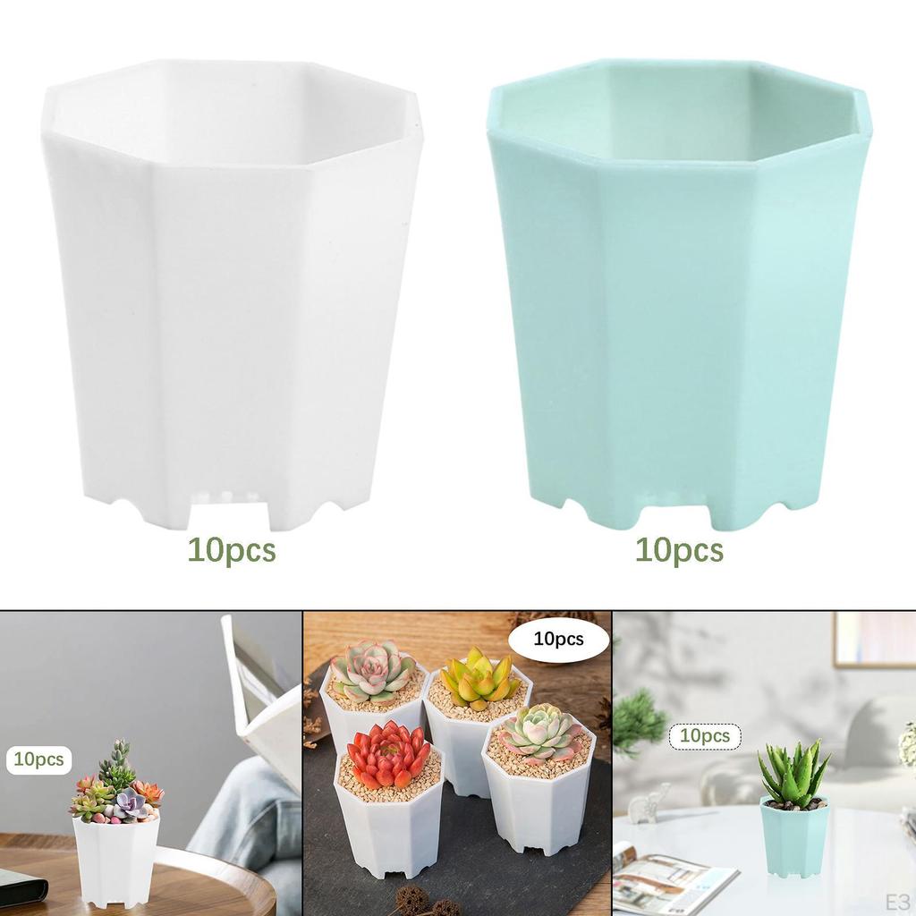 10 Pieces Nursery Pots Decorative Planter Plant Container Octagonal Flower Pot for Office