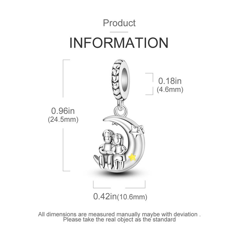 Star And Moon Couple Pendant Copper Original Beads Fit Original Charms Bracelet Beads Jewelry Gifts For Women