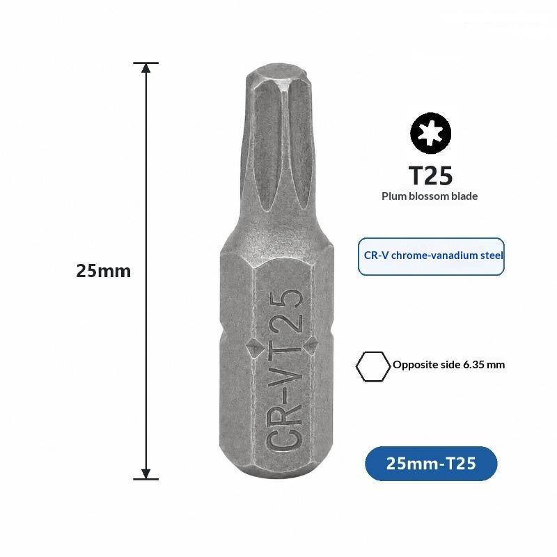 5Pcs Torx Screwdriver Bit 1/4" Hex Shank T8/T9/T10/T15/T20/T25/T27/T30/T35/T40/T45 Head 1" Length 6 Point Security Drill Bits