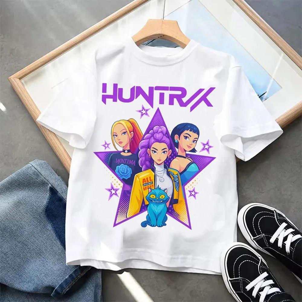 Kpop Demon Hunters Short Sleeve T-shirt Harajuku Tiger Design Children's Clothing for Boys And Girls