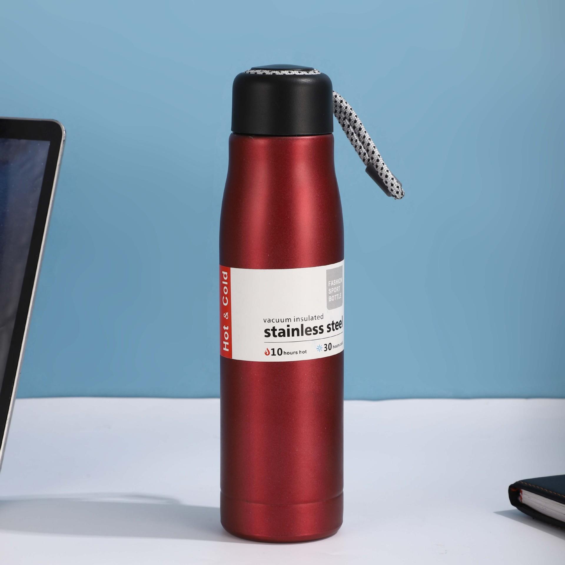 500ml Multi-Color Stainless Steel Portable Thermos with Strap Vacuum Insulated Leakproof Bottle for On-the-Go Lifestyle 501-600ml красный