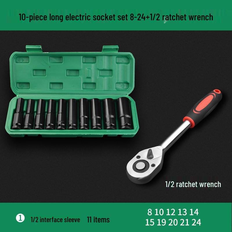 Extended Electric Hex Socket Hand Drill and Impact Wrench Tool Set