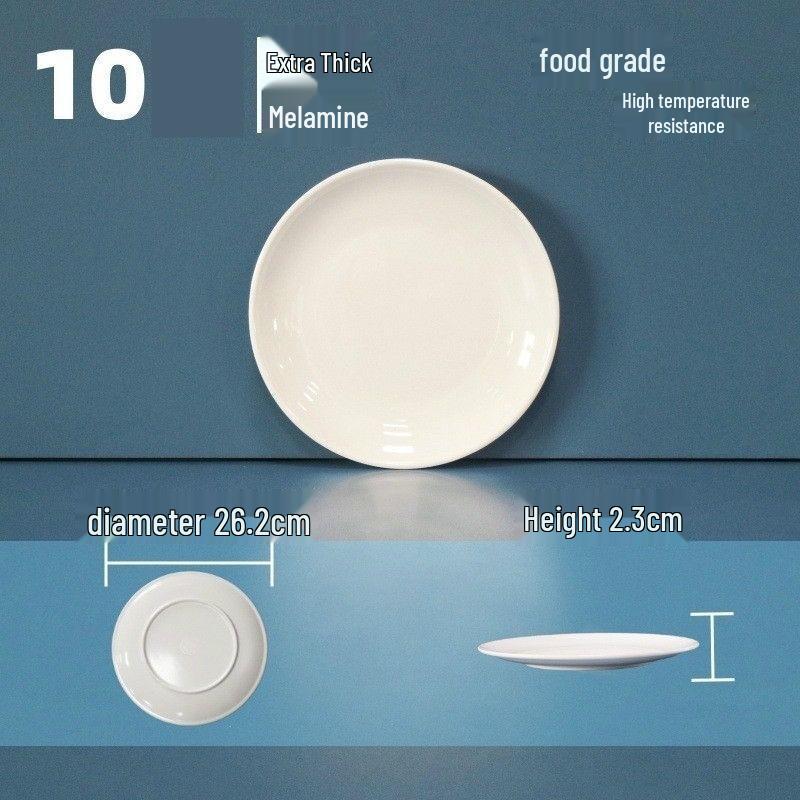 Tangyu 10-inch White Melamine Round Dinner Plate