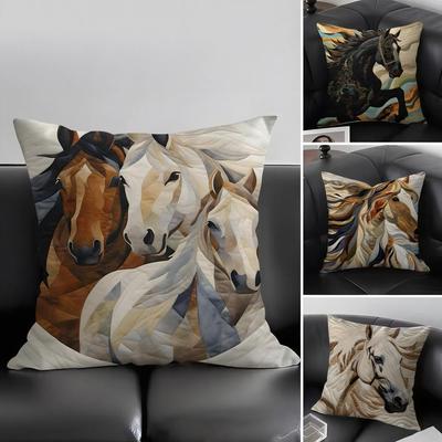 Printing Stylish Horse Fashion Cushion Cover Pillowcase Ultra Soft Skin Friendly Fabric Cloud Like Comfort Concealed Zipper