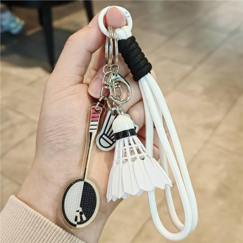Creative Badminton Racket Keychain: Sporty Pendant & Backpack Ornament - Perfect Small Gift for Boys and Girls
