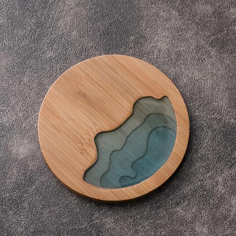 Bamboo Tea Coaster Round Square Kung Fu Tea Mat 3D Craft Non-slip Insulated Tea Tray Home Coffee Coaster Teaware Accessories