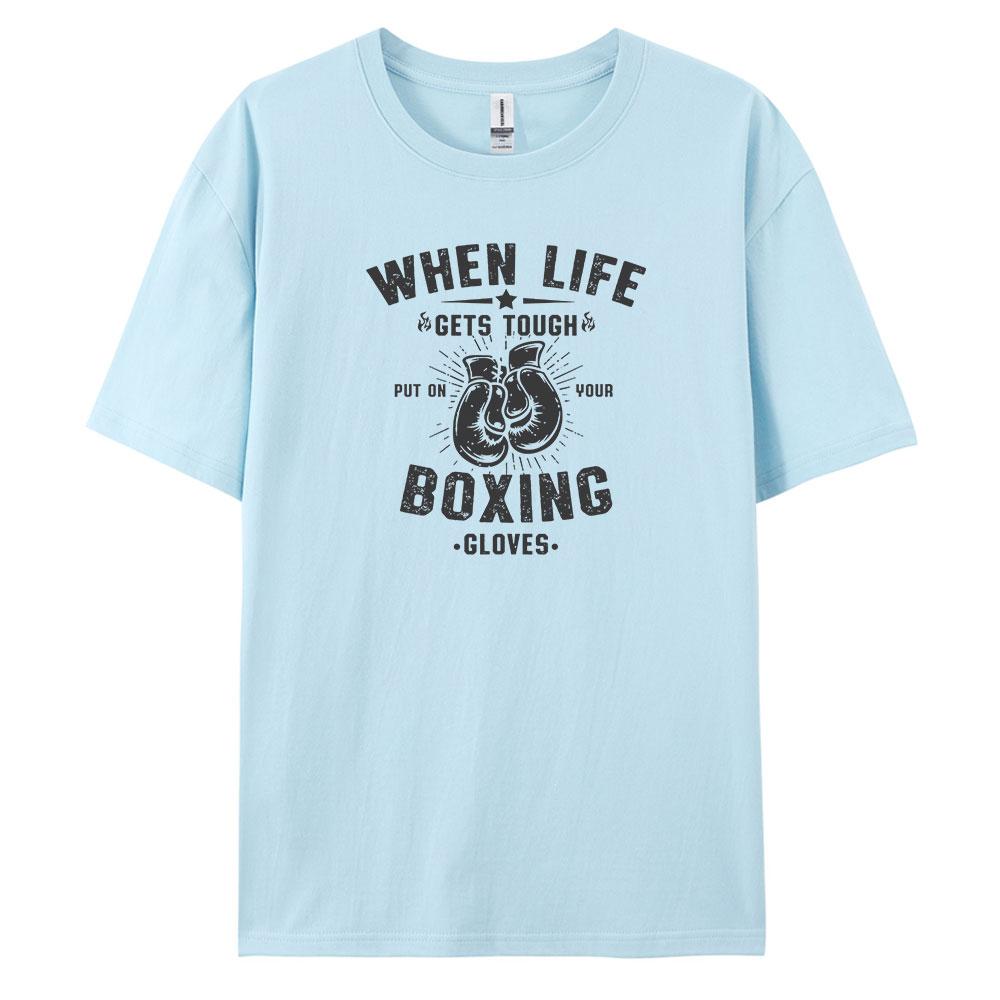 Boxing Comfortable Mens Loose Fit Tshirt with Stylish Prints Vintage and Short Sleeved