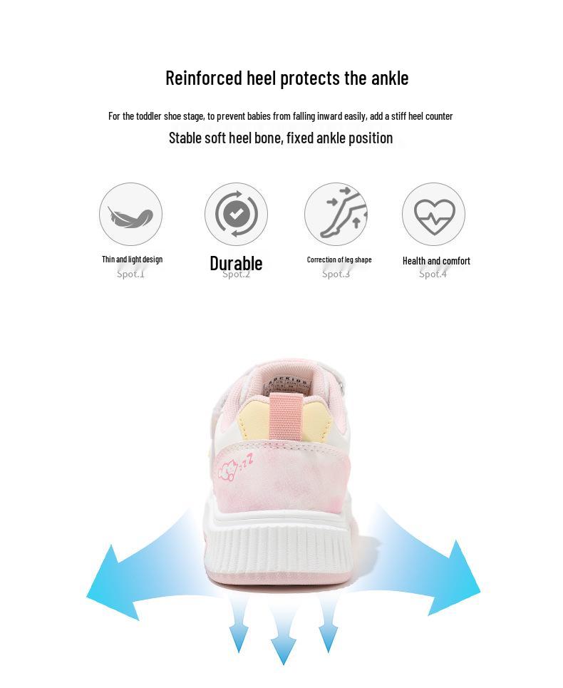 ABCkids 2026 Spring Velcro Sneakers for Girls - Pink & White, Sizes for Medium & Large Children