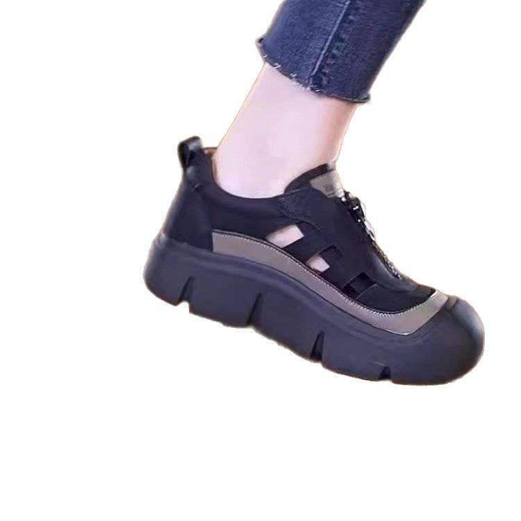 Damskie sandały Baotou 2025: Nowy styl, gruba podeszwa, miękkie, wygodne, oddychające, wydrążona konstrukcja na lato.