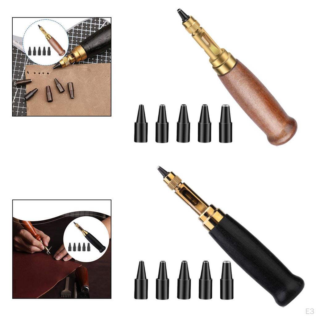 Automatisches Lederlochstanzer-Set Rotationswerkzeug für Papierbasteln, mit 6 austauschbaren Spitzen