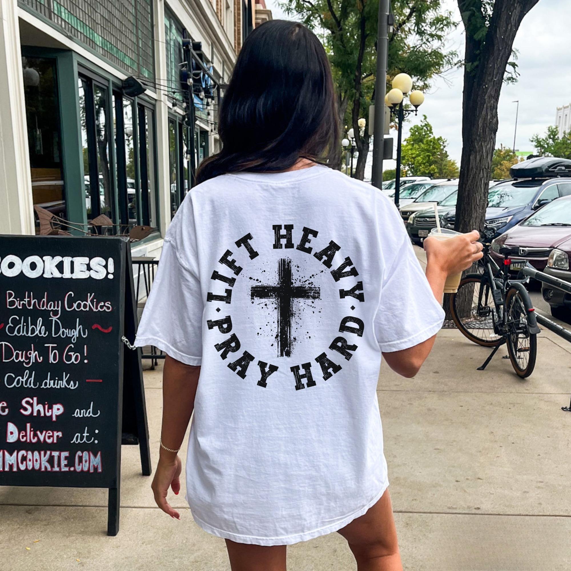 

Lift Heavy Pray Hard Printed Womens Tshirt SpringSummer Fashion Trend Pure Cotton Top Neutral Short Sleeve Fitness Tshirt 4XL