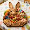 Deli Tray Rustic Rabbit Shape Serving Board with Multiple Compartments Natural Wood Smooth Surface Meat Fruit Nuts Snacks Organizer