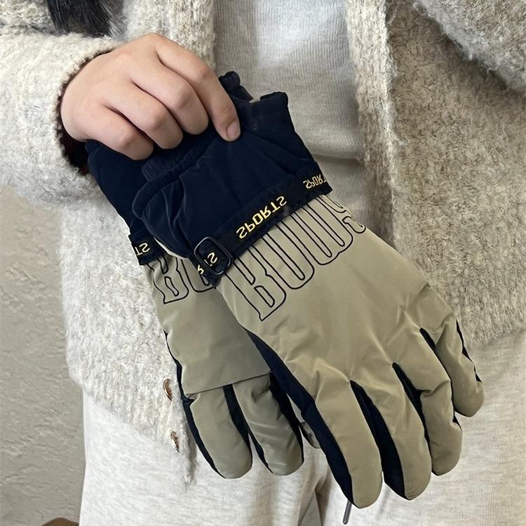 Outdoor Ski Gloves for Women In Winter Plus Velvet Warm Riding Electric Bike To Protect Against Cold and Wind Proof Touch Screen Couple