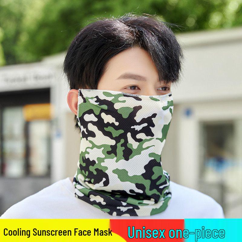 Ice Silk Sunscreen Face Mask for Men - Full Neck & Face UV Protection for Outdoor Cycling