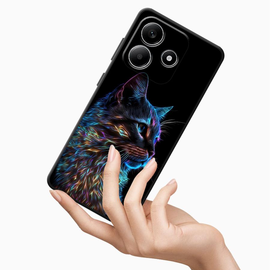 Soft Cover Phone Case for Xiaomi Redmi Note 11s 12Pro 13Pro 12 12s 11Pro 9T 13 10 8t 9s 11 14 Pro+ 10s 10Pro Neon Colored Cat