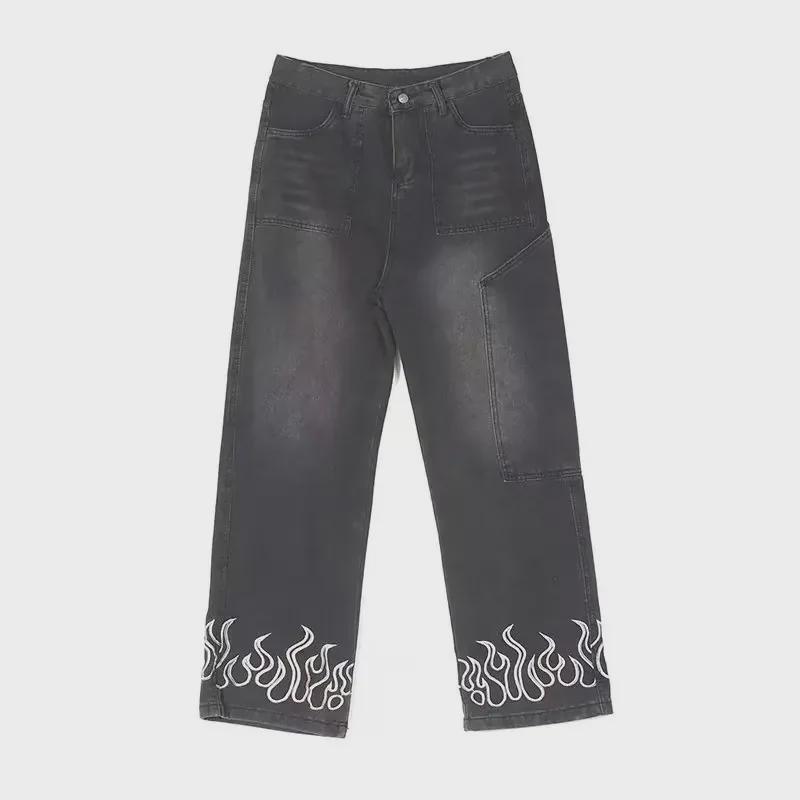 Summer Unisex American Denim: New Design Straight Wide-Leg Jeans by Trendy Brand.