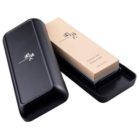 KAI Sekisuroku Combination Whetstone Knife Sharpener Storage Case Made Japan Black AP0334