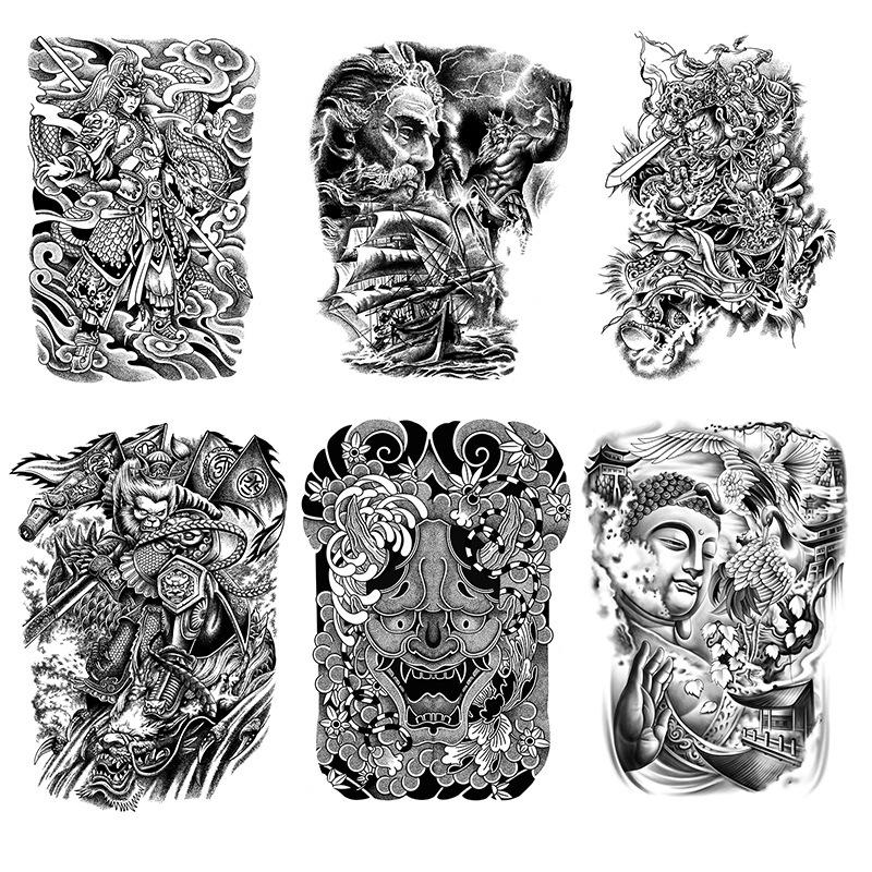 Wasserdichter semi-permanenter Vollrücken-Kräuter-Tattoo-Aufkleber - Langlebiges, realistisches Design für Männer und Frauen