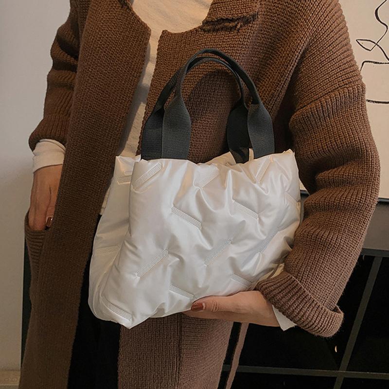 Fashionable Large-capacity Handbag for Women In Autumn and Winter New Down Cloth Bag Trendy Simple Women's Bag
