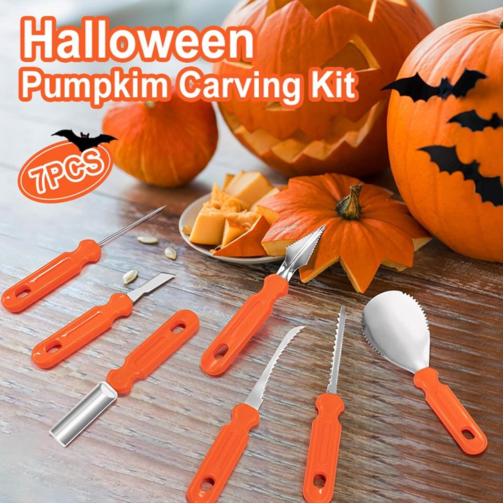 7pcs Halloween Pumpkin Carving Kit Tools Stainless Steel Pumpkin Carving Set Premium Heavy Duty Carving Set DIY Carving Tools