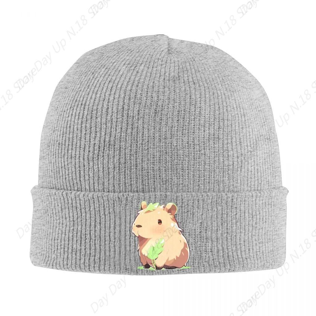 Cute Capybara In Green Leaves Beanie Hats Bonnet Hats Adult Unisex Fashion Kpop Knitting Hat Autumn Design Warm Caps