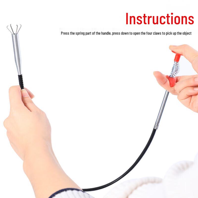 Manual Pipe Unclogger with Four-Claw Grab Hook