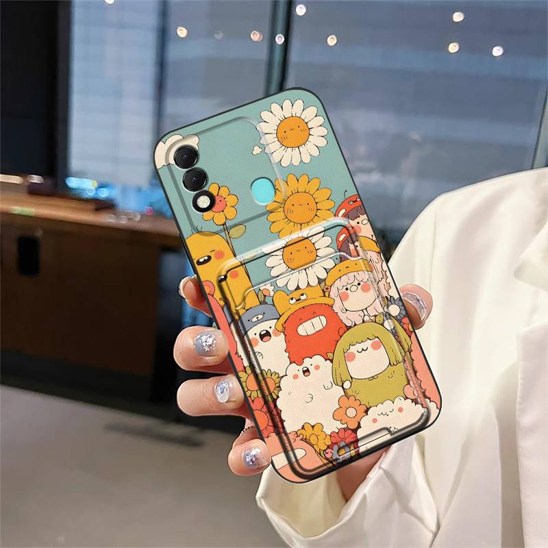 Silicone Cartoon Phone Case For Tecno Spark8/KG6 Dirt-resistant Shockproof Durable Back Cover Card sleeve Waterproof TPU