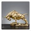 Resin Bull Sculpture Shiny Finish Statue Detailed Carving Cow for Office, Living